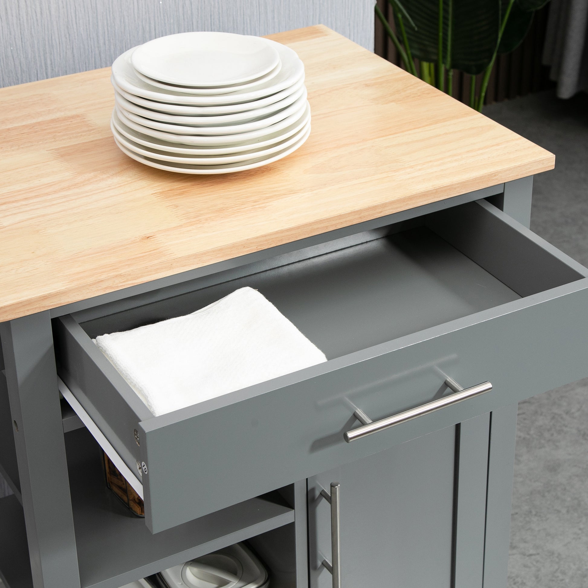 HOMCOM Compact Kitchen Utility Cart Grey