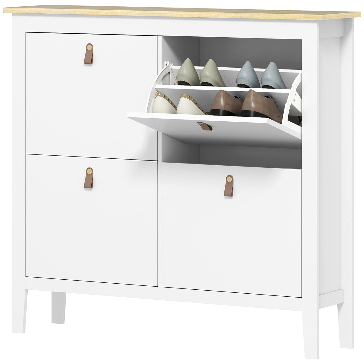 Narrow Shoe Cabinet with 4 Flip Drawers – 41"W x 38"H