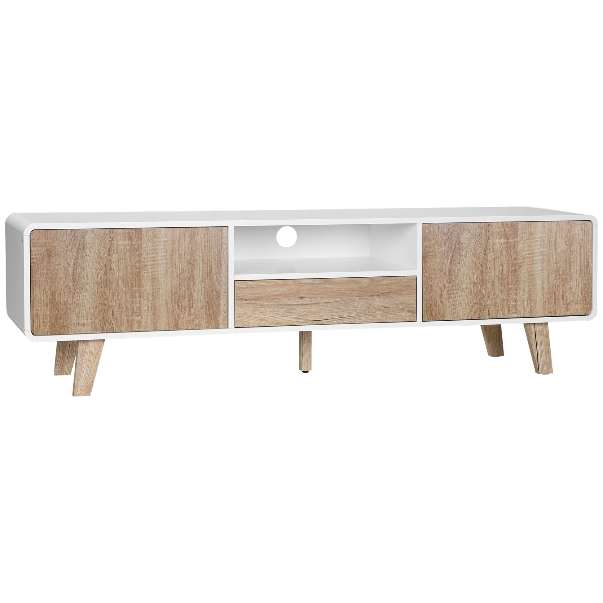 HOMCOM Modern TV Stand Cabinet for 72-inch Flat Screens, Push-Open Drawer Storage