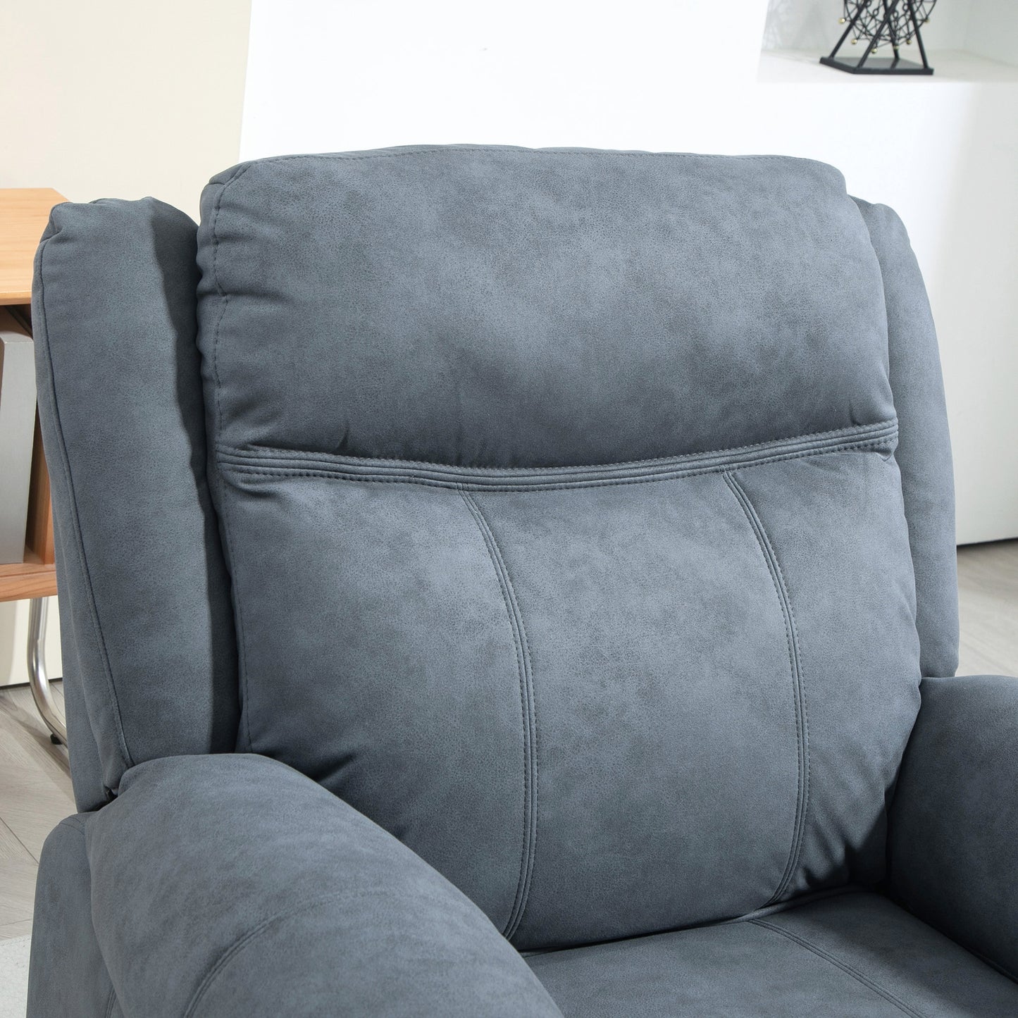 HOMCOM Manual Recliner Massage Chair, Microfibre Fabric, Side Pockets, Blue-Grey