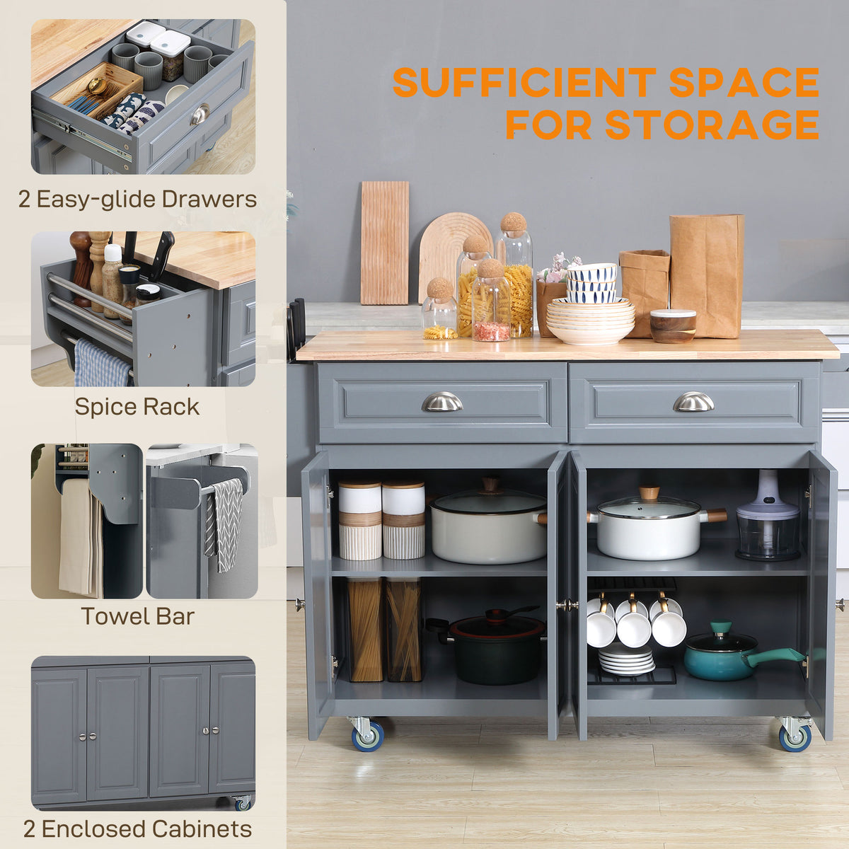 Kitchen Island with Storage – 58"W x 37"H