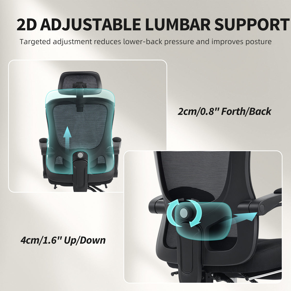 Office Chair, Ergonomic Mesh Computer Desk Chair with Adjustable Headrest, Black