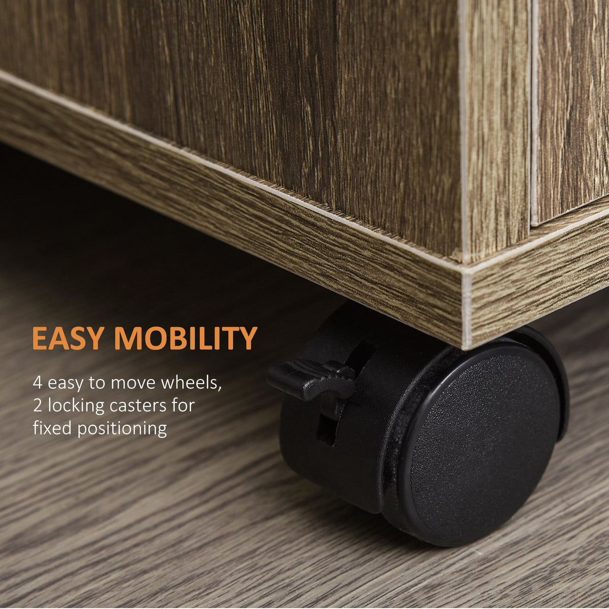 Microwave Cart with 2-Door Cabinet, Grey Wood Grain