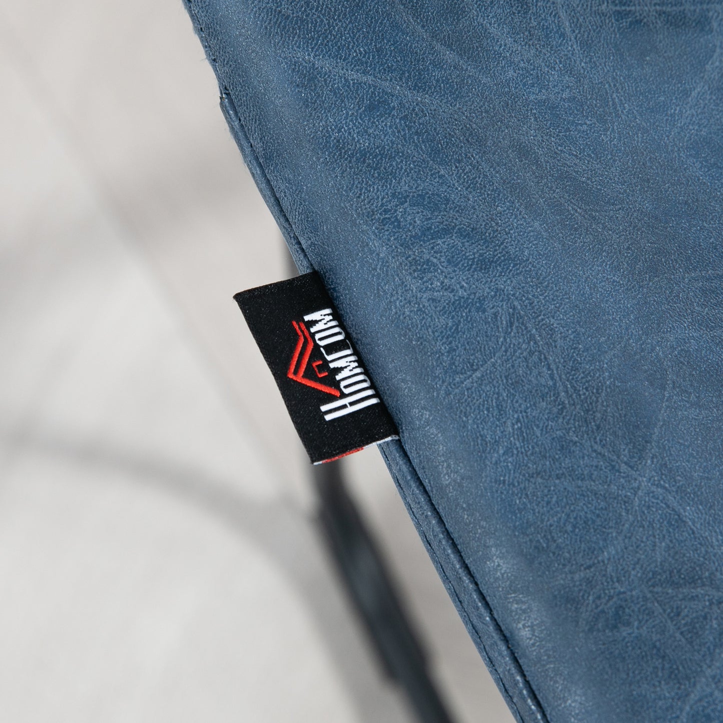 HOMCOM Vintage Blue PU Leather Counter Height Bar Stools with Footrests