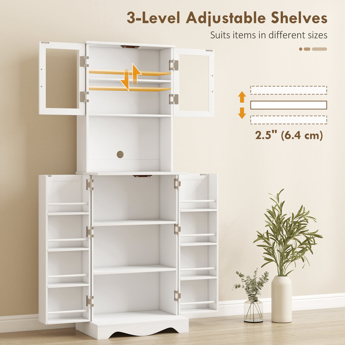 Kitchen Pantry Cabinet with 8 Door Shelves – 24"W x 71"H