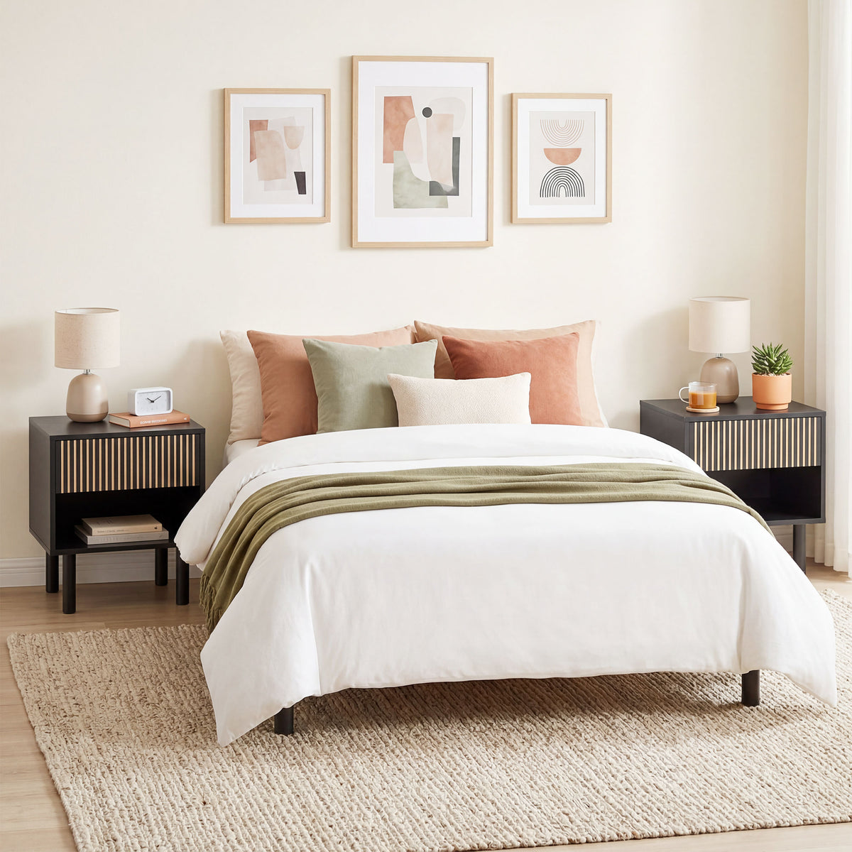 Bedside Tables with Drawer and Open Shelf, Set of 2 – 19"W x 20"H