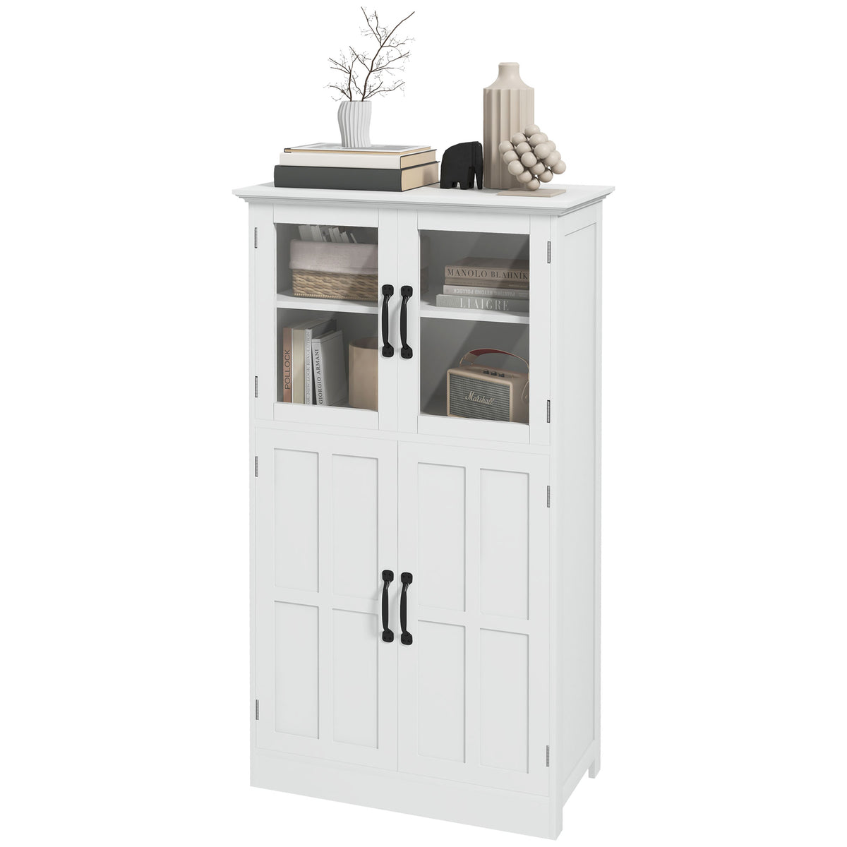 Modern Sideboard Cabinet with Glass Doors – 24"W x 44"H