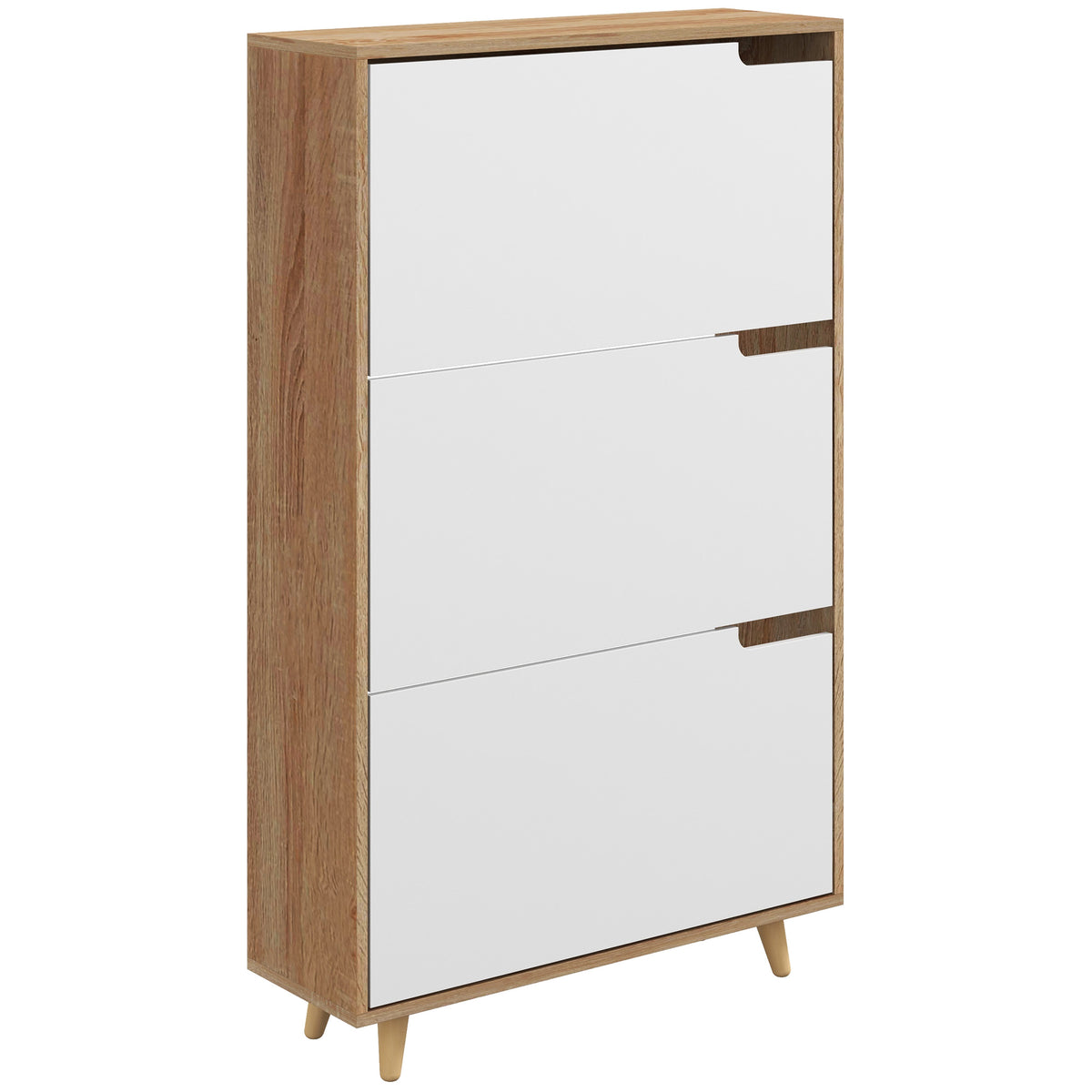 Slim Shoe Storage Cabinet with 3 Flip Drawers – 28"W x 47"H