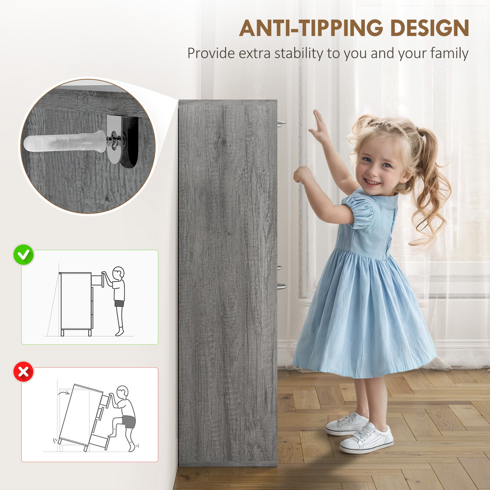 HOMCOM Slim Grey 4-Drawer Flip Shoe Cabinet 12 Pair Entryway Organizer