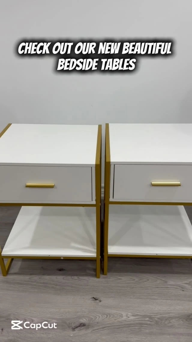 HOMCOM Modern Black 2-Drawer Bedside Table Nightstand for Bedroom Storage