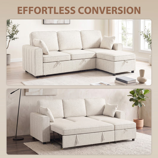 Modular Sleeper Sectional with Reversible Storage Ottoman