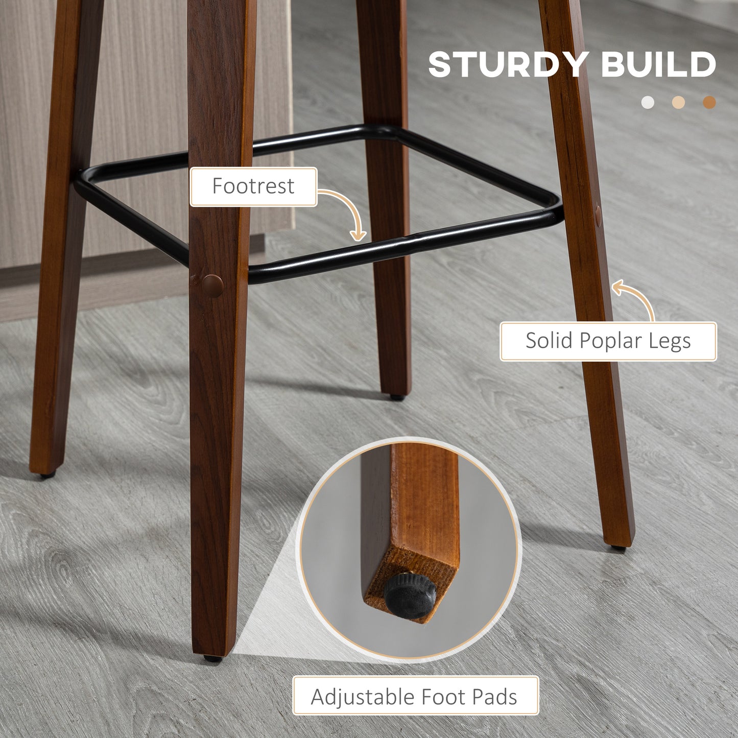HOMCOM Bar Stools Set of 2 Black PU Leather