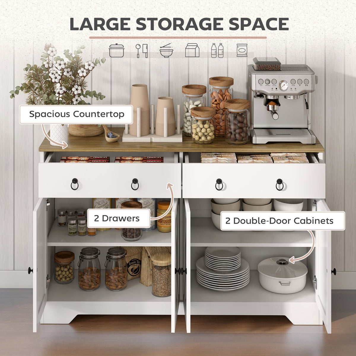 Sideboard Cabinet with 2 Drawers – 48"W x 30"H