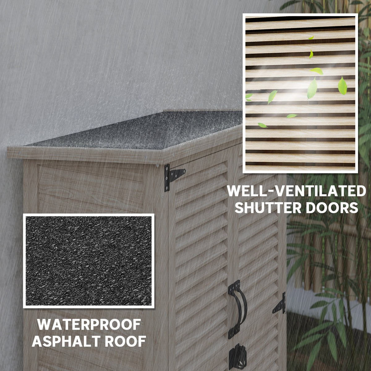 30" x 20" x 47" Wooden Garden Shed, Outdoor Storage Shed with Waterproof Asphalt Roof, Shelves