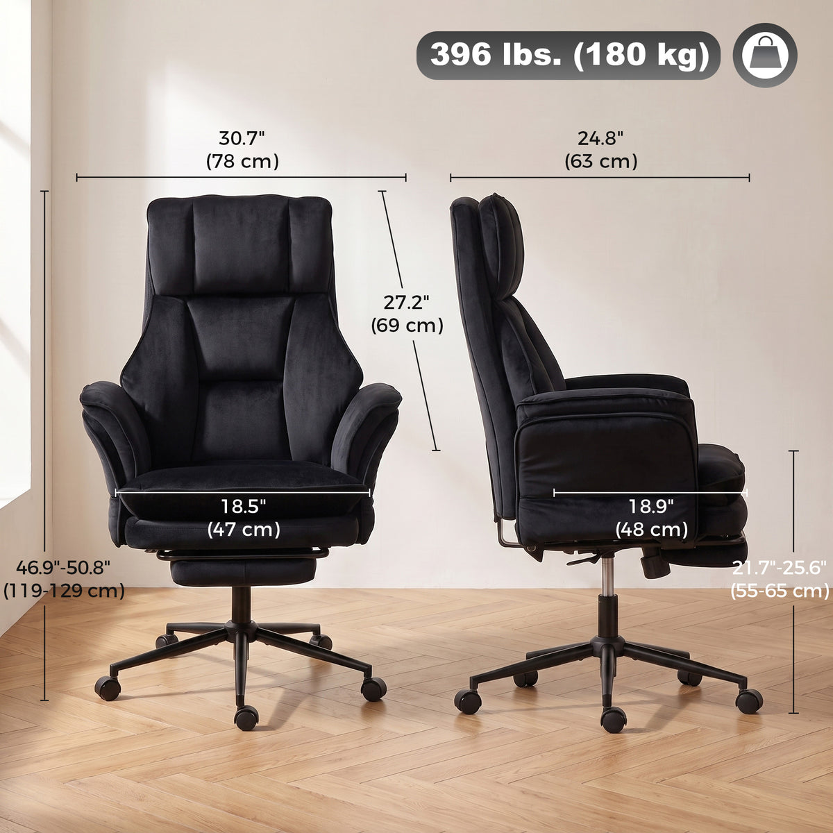 Cross Legged Office Chair with Footrest, Black