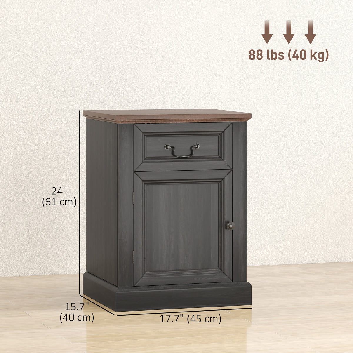Nightstands with Drawer and Cabinet, Set of 2 – 18"W x 24"H