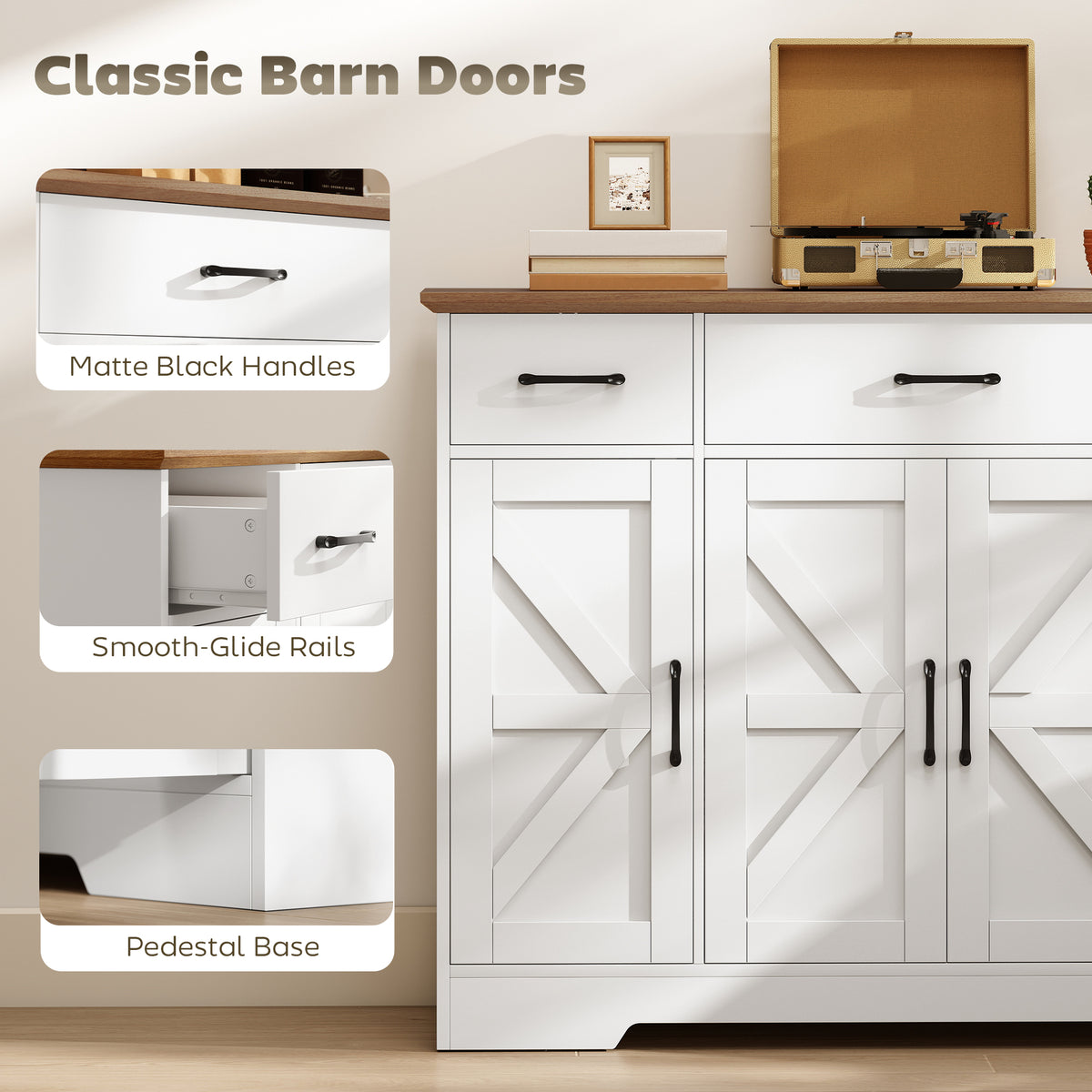 Buffet Cabinet with Soft-Close Hinges – 47"W x 34"H
