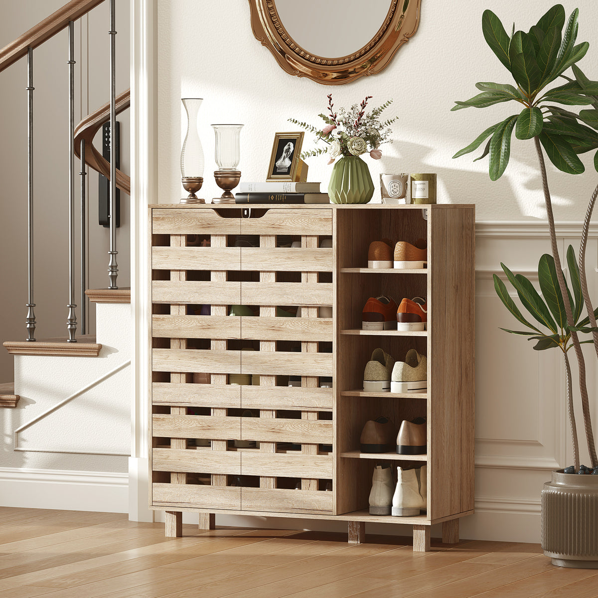 Shoe Cabinet with 5-Tier Double Door Storage – 34"W x 37"H