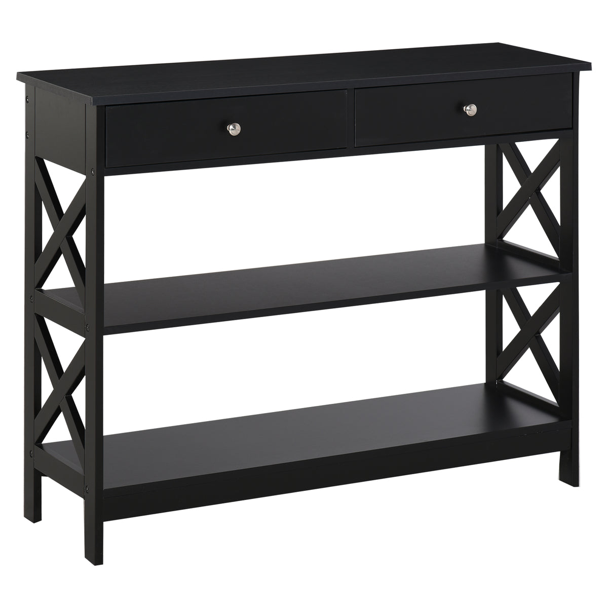 39" Console Table with Drawers, Black