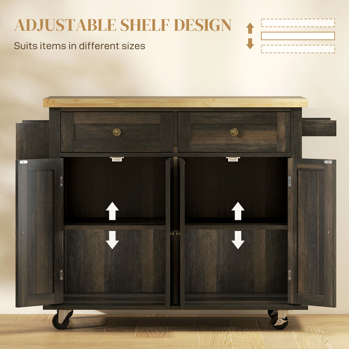 Kitchen Island with Storage – 44"W x 33"H