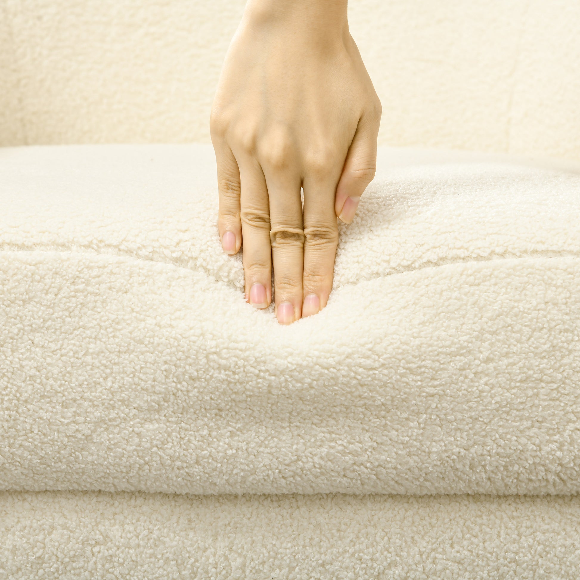 HOMCOM Modern Cream White Barrel Accent Armchair with Detachable Headrest