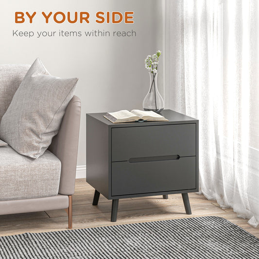 2-Drawer Nightstand with Solid Wood Legs – 20"W x 20"H