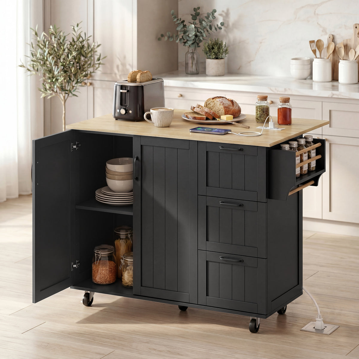 Kitchen Island with Drop Leaf – 53"W x 36"H