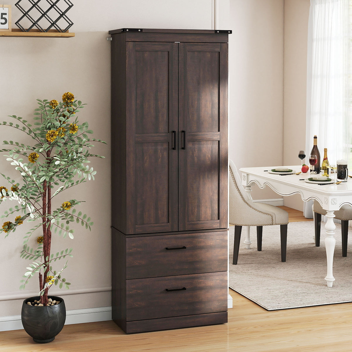 Kitchen Pantry Cabinet with Doors – 24"W x 67"H