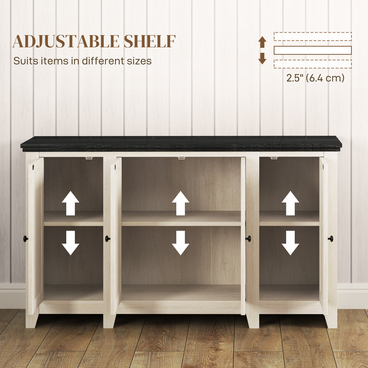 Buffet Cabinet with Adjustable Shelves – 47"W x 28"H