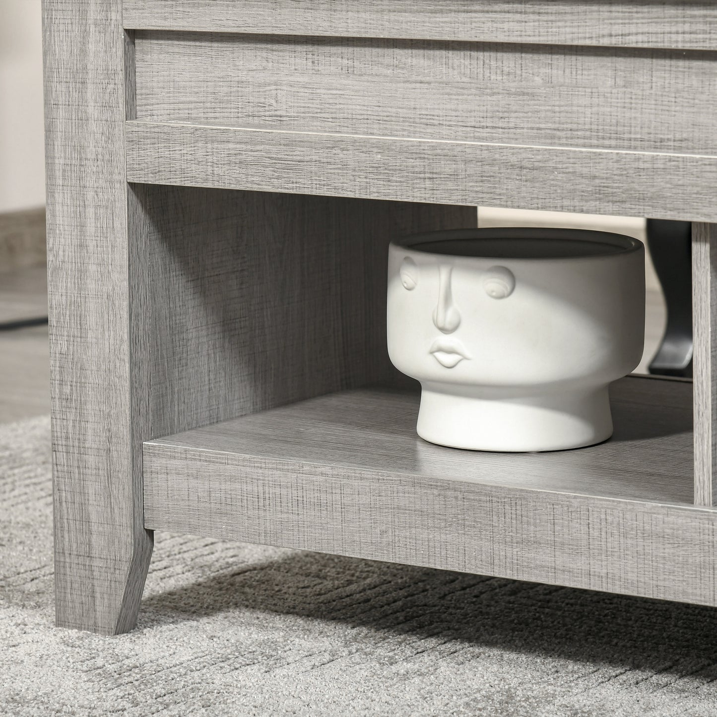 HOMCOM Lift Top Coffee Table: Hidden Storage, Open Shelves, Pop-Up Work Surface