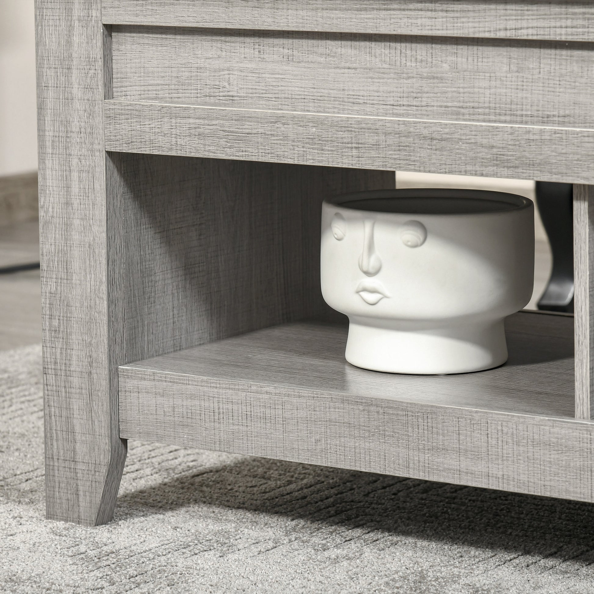 HOMCOM Lift Top Coffee Table: Hidden Storage, Open Shelves, Pop-Up Work Surface