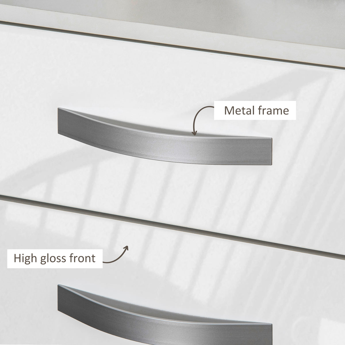 High Gloss Multi-Drawer Nightstands, Set of 2 – 16"W x 22"H