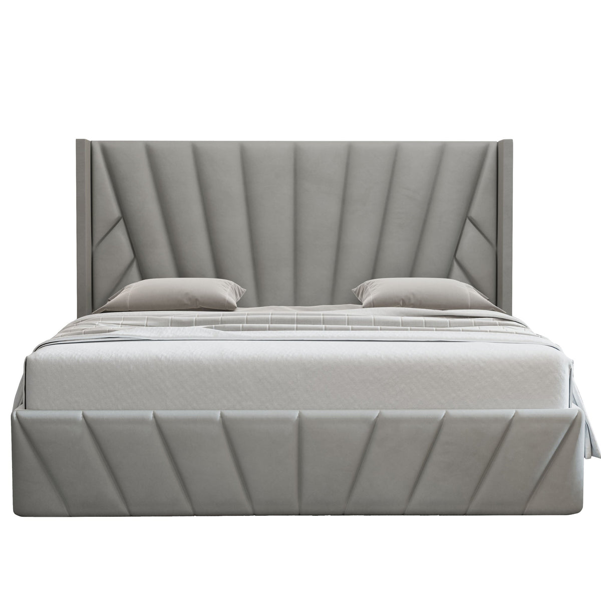 Eva Lift-Up Storage Bed – Light Gray