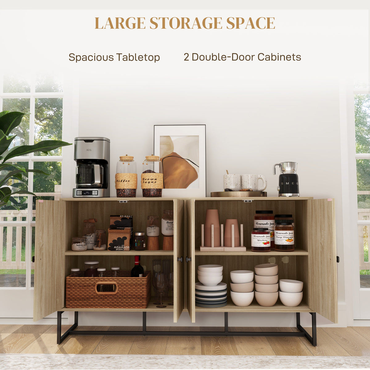55" Sideboard Buffet with Chevron Doors