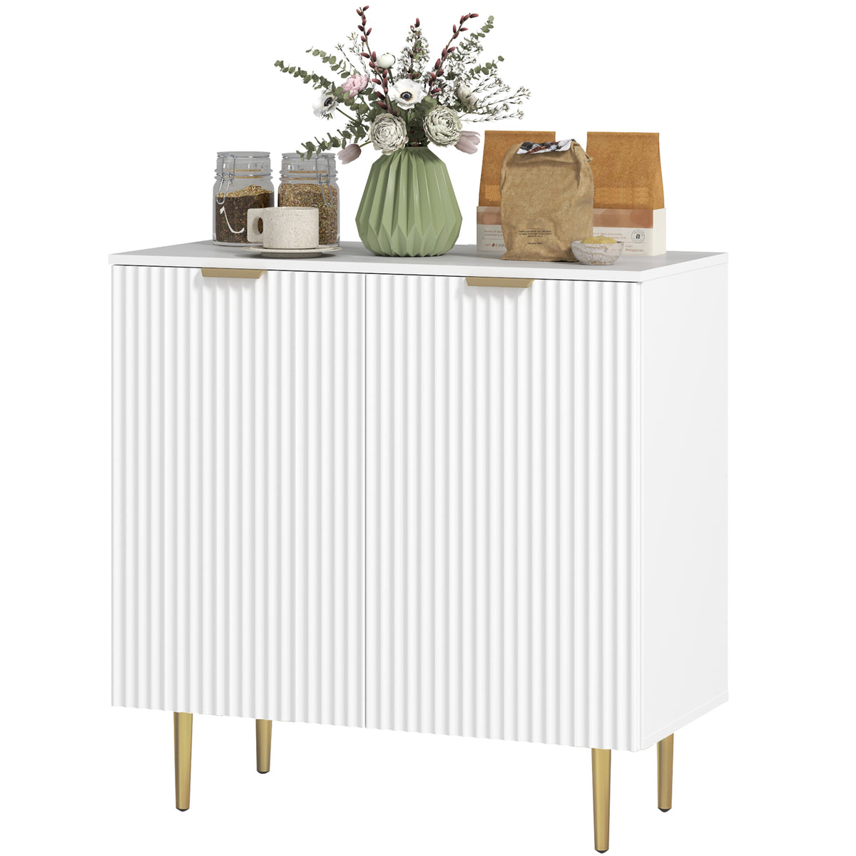 Sideboard Buffet Cabinet with Adjustable Shelves and Metal Legs – 32"W x 32"H