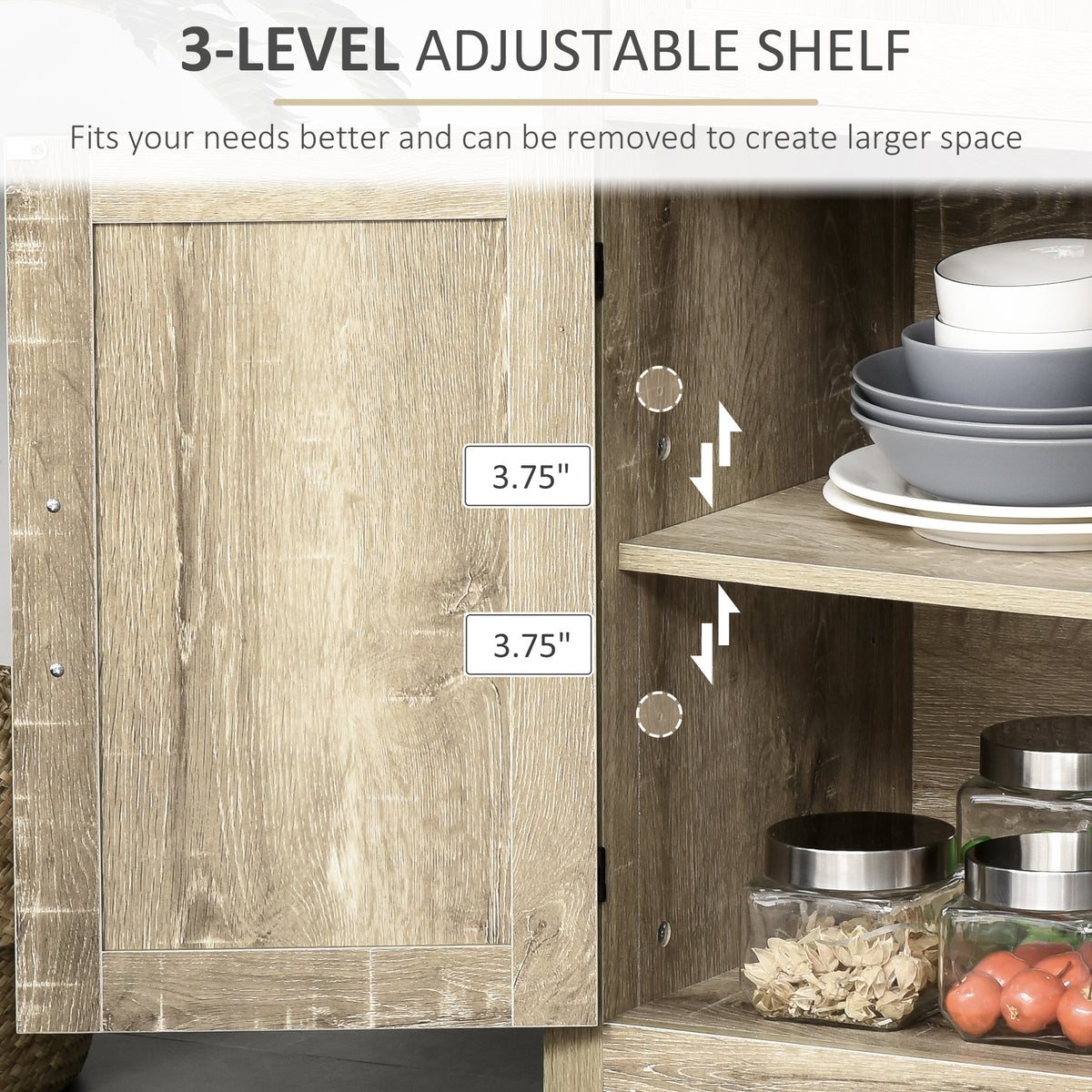 Sideboard Buffet Cabinet with 2 Rustic Barn Doors and Drawer – 30"W x 33"H
