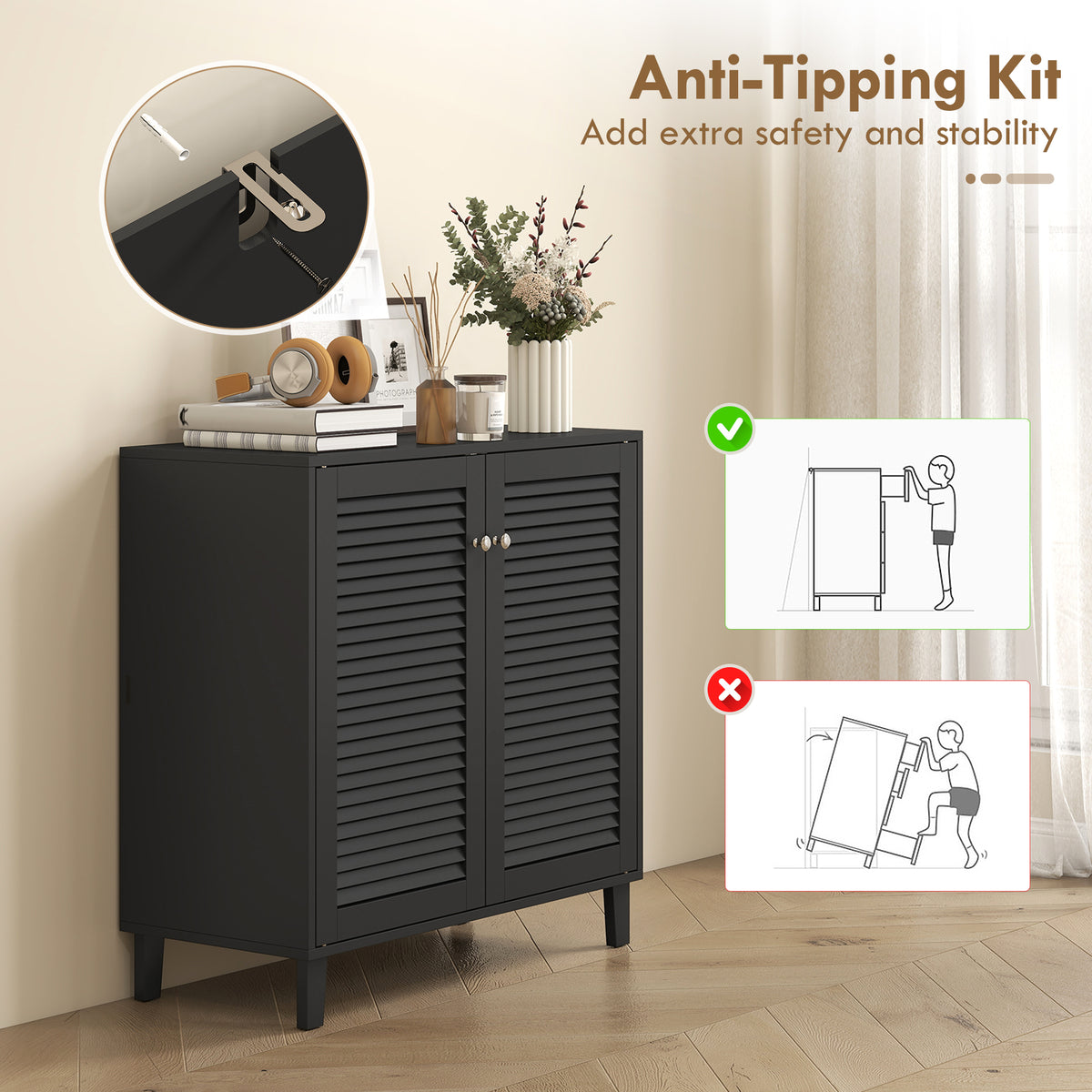 Shoe Cabinet with Adjustable Shelves – 31"W x 31"H