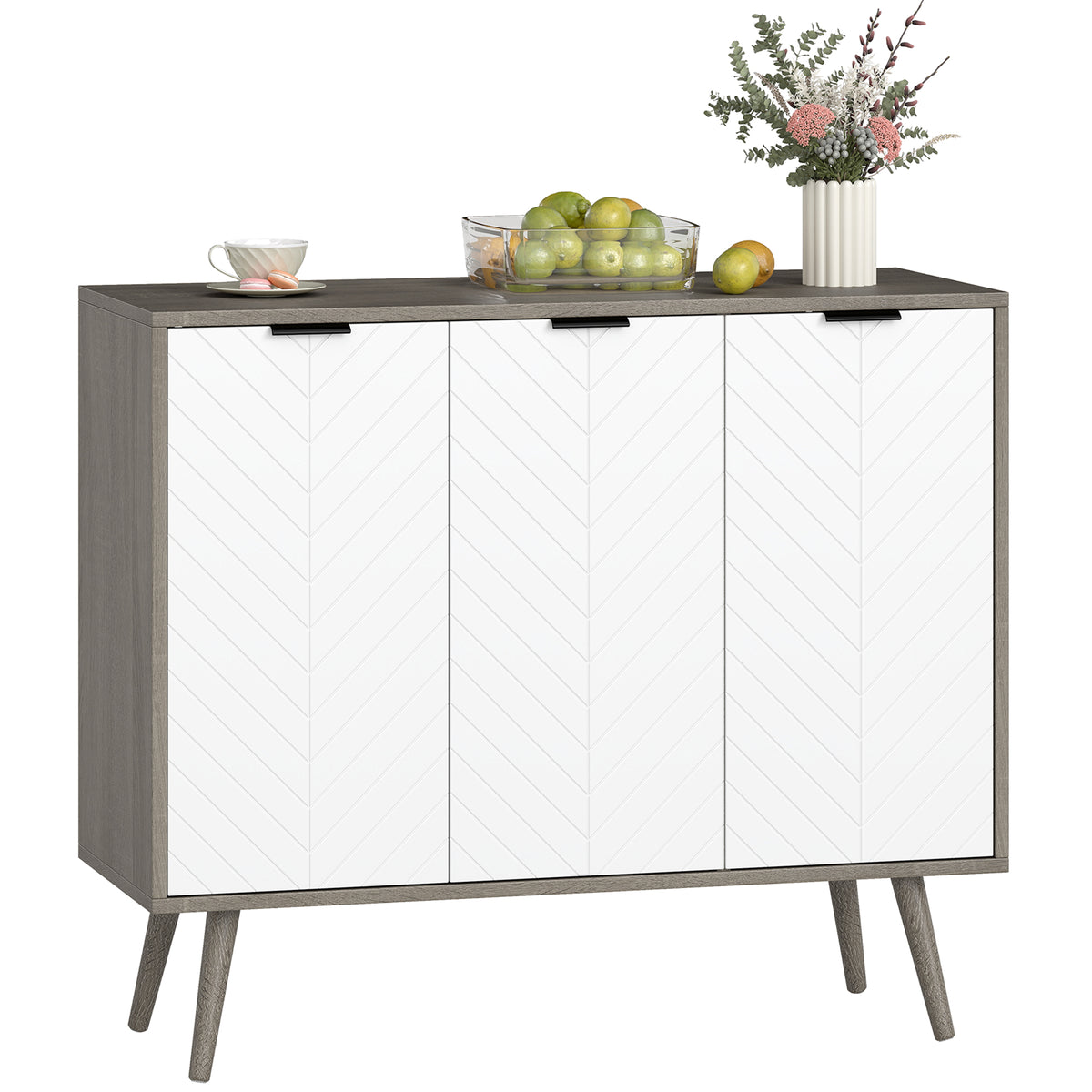 Modern Sideboard and Buffet with Adjustable Shelves and 3 Doors – 36"W x 31"H