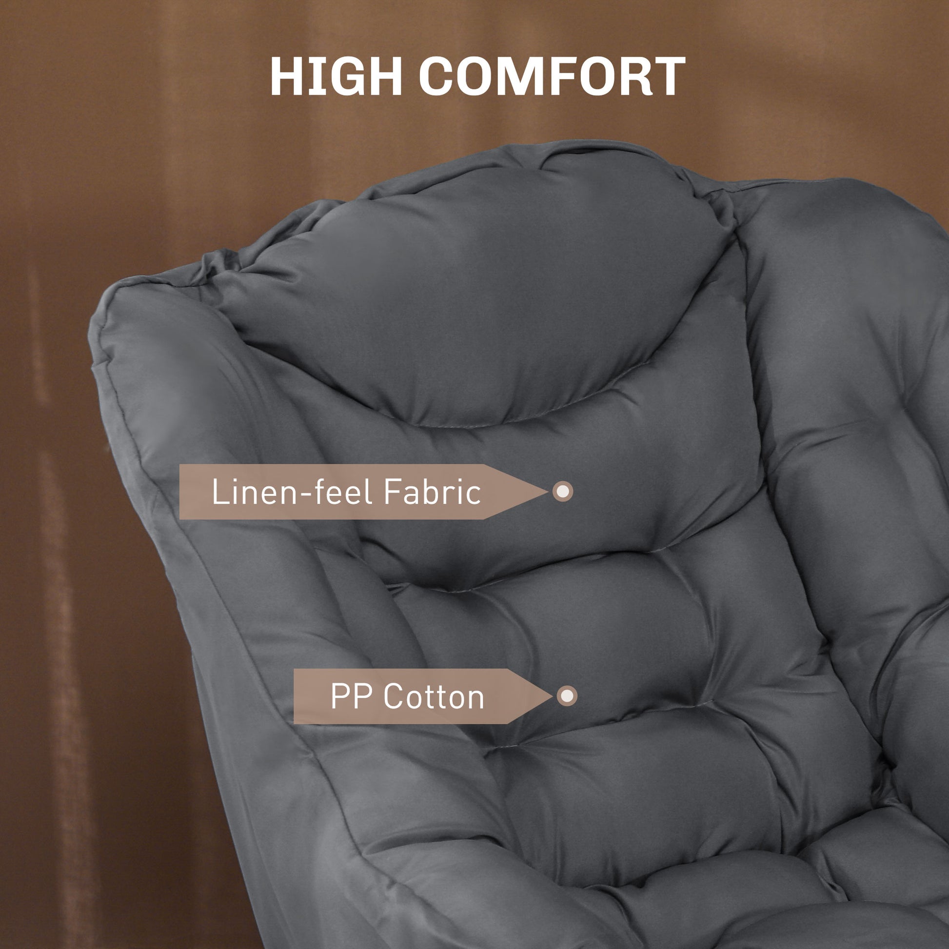 HOMCOM Modern Grey Accent Chair Armchair Side Pockets Steel Legs