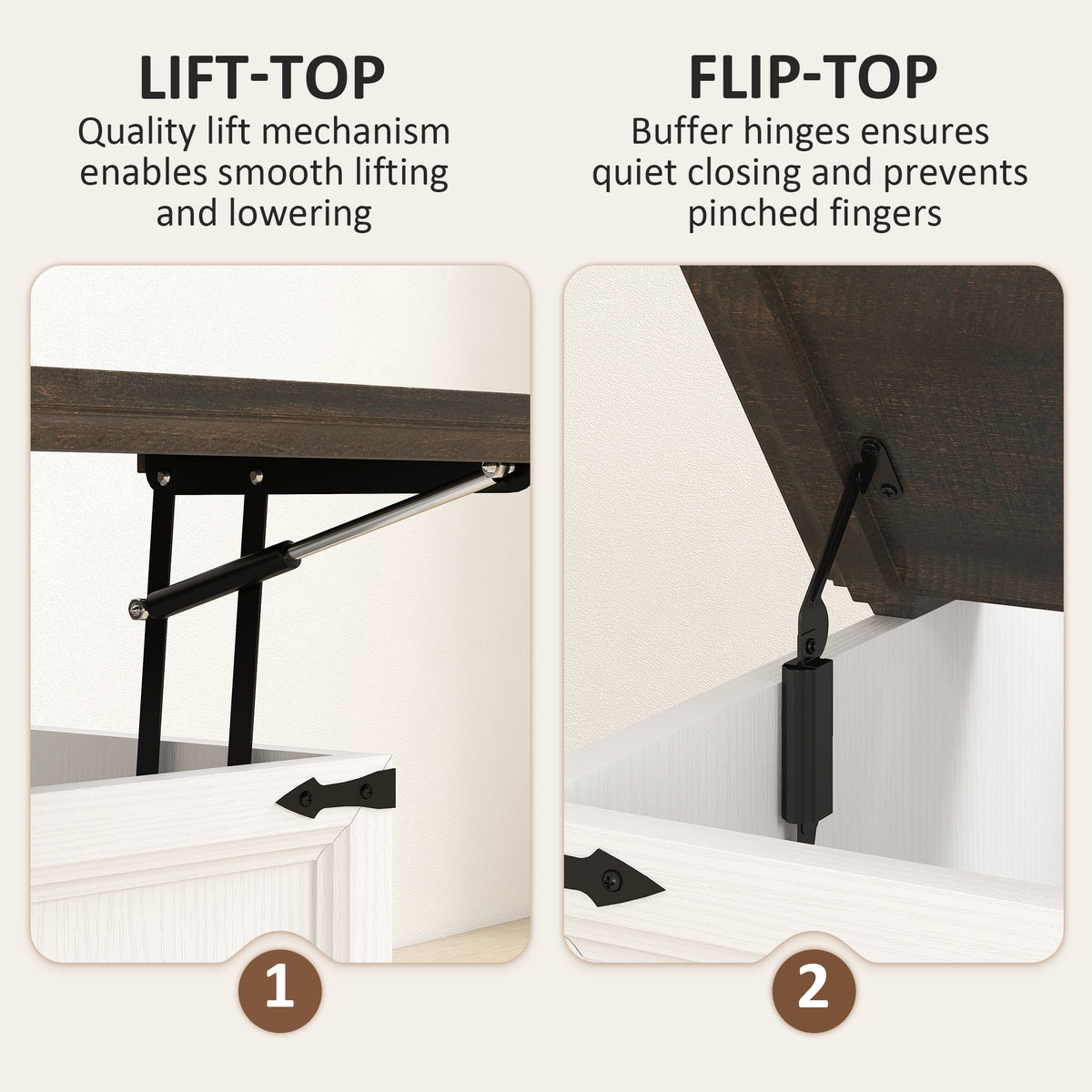 Square Lift-Top Coffee Table with Charging Station and Hidden Storage