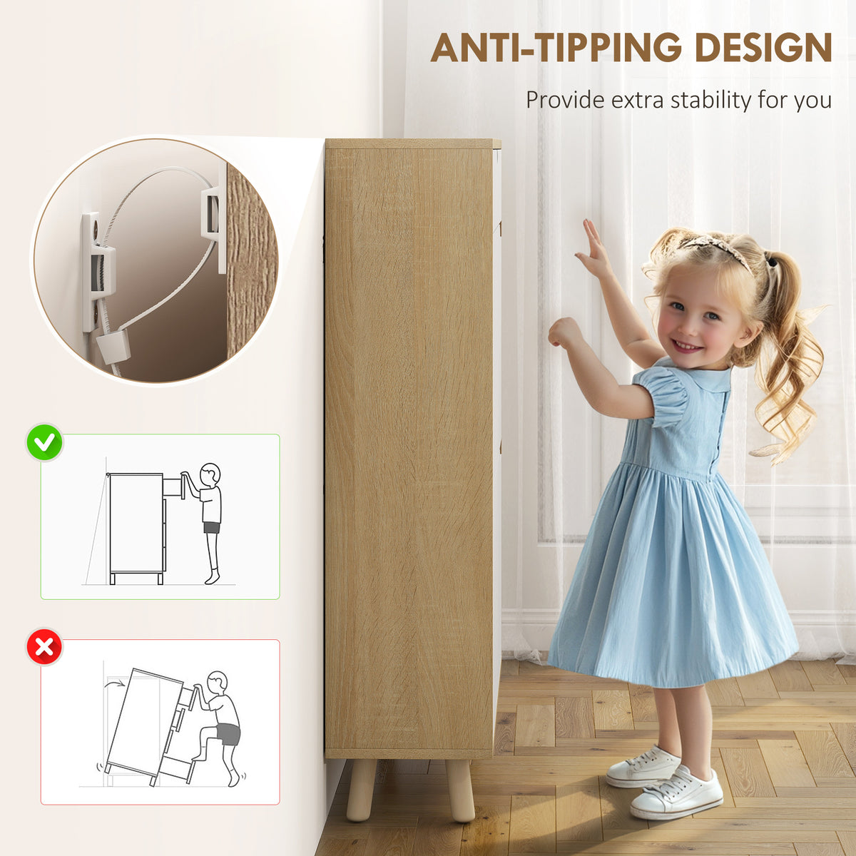 Narrow Shoe Cabinet for Entryway with 2 Flip Drawers – 28"W x 39"H