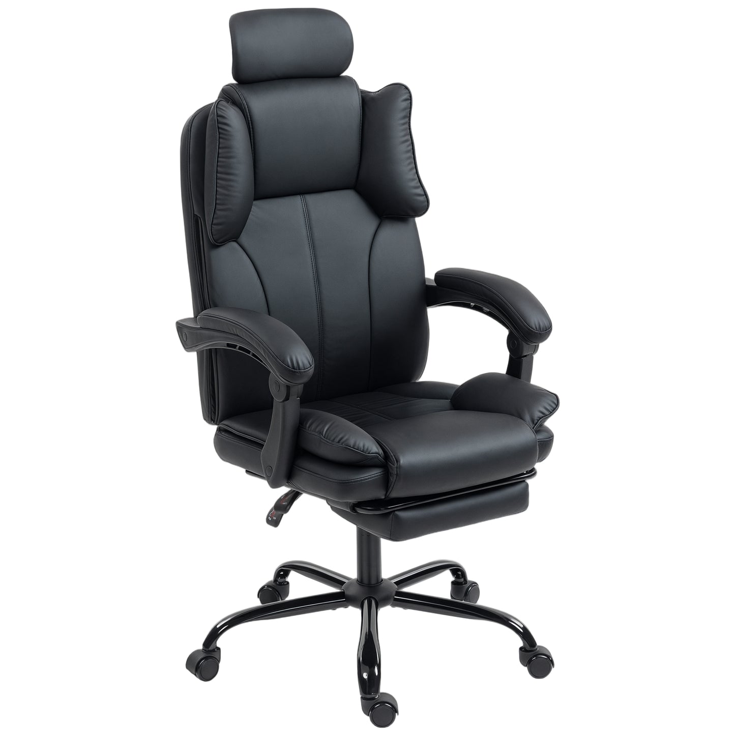 HOMCOM Executive Reclining Office Chair: Pet-Friendly Fabric, Headrest, Footrest, Swivel