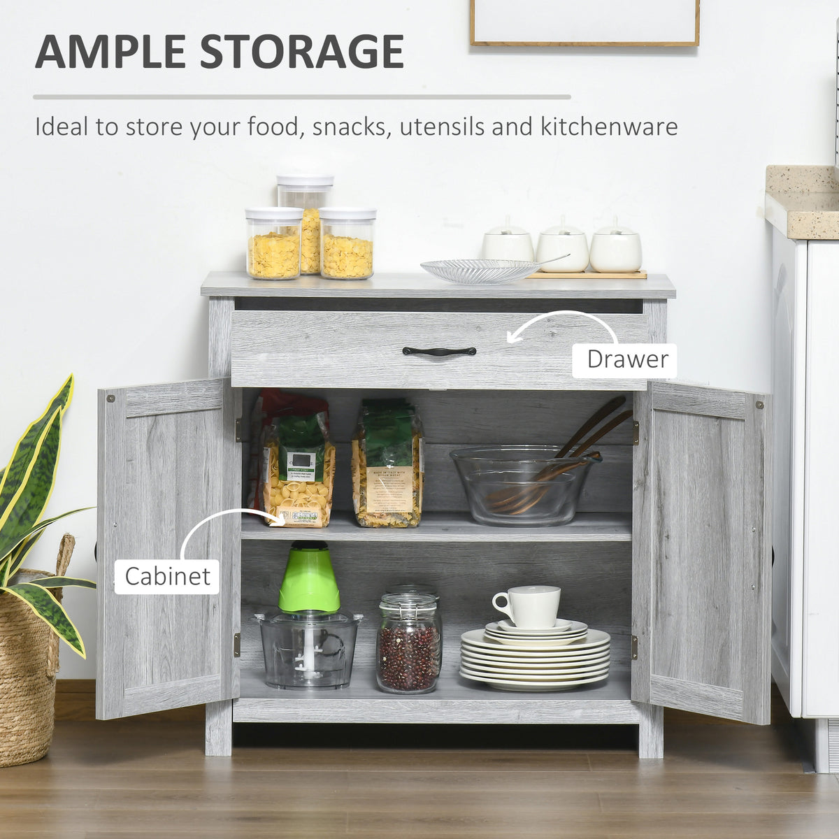 Farmhouse Sideboard Buffet Cabinet with Barn Doors – 32"W x 32"H