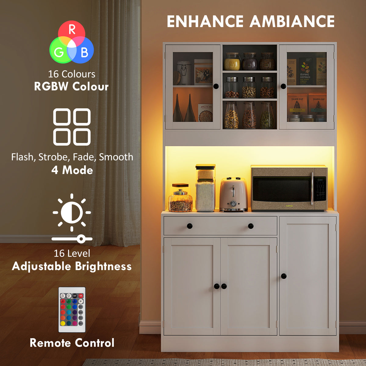 Tall Kitchen Pantry with LED Light – 41"W x 71"H