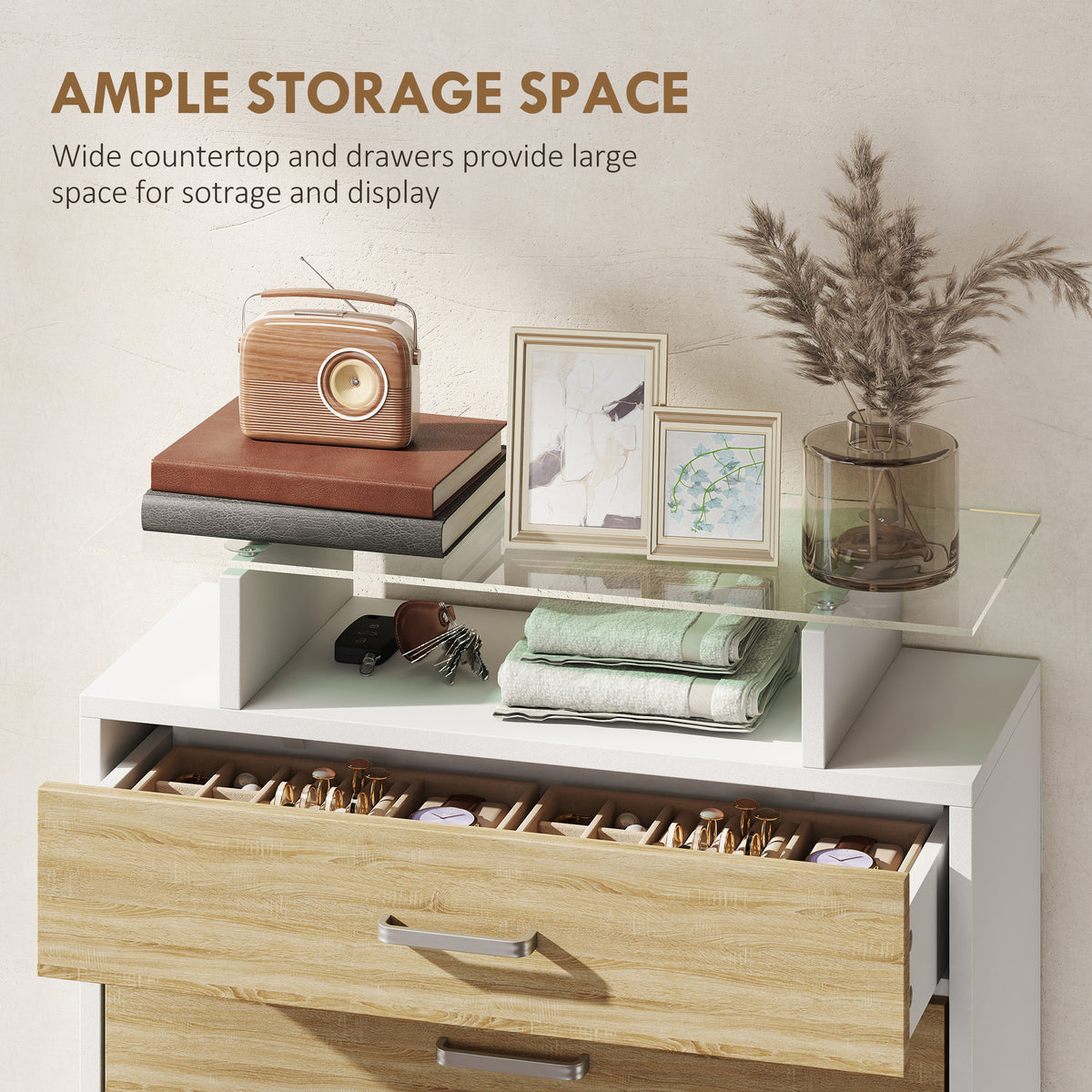 Slim Shoe Organizer Cabinet with 2 Flip Drawers – 24"W x 42"H
