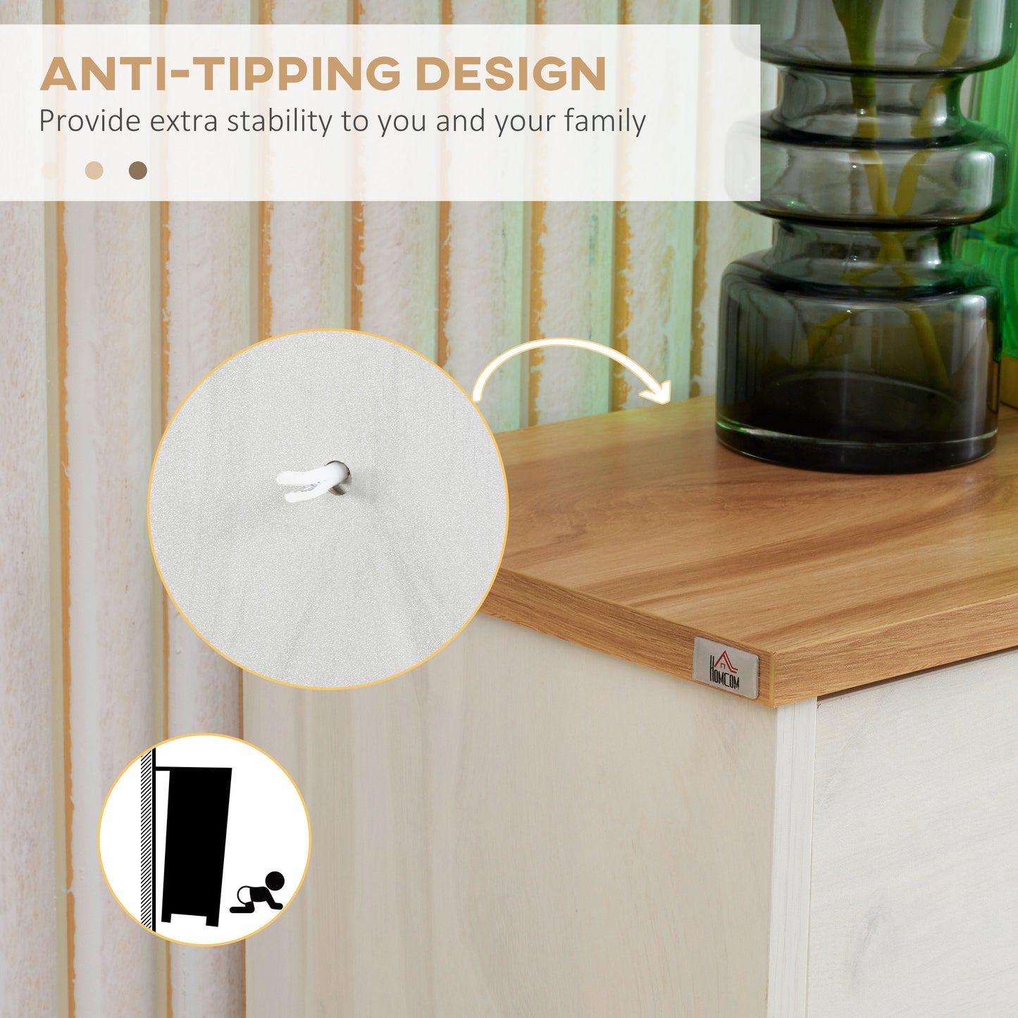 HOMCOM Modern White Shoe Cabinet with 3 Flip Drawers & Adjustable Shelves