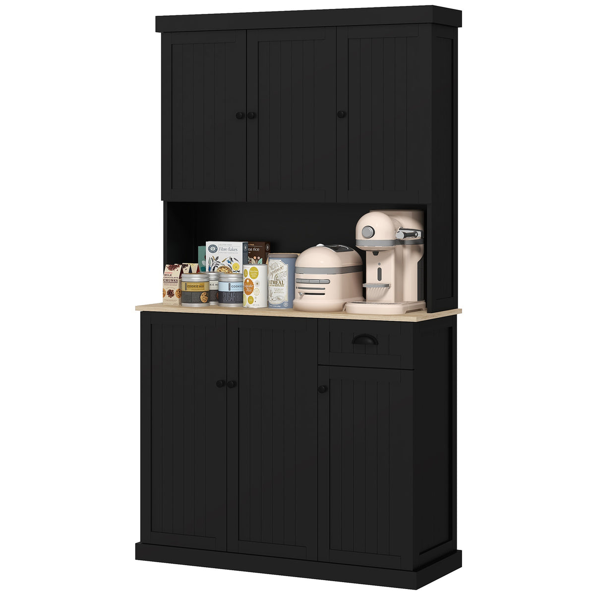 Kitchen Pantry with Hutch, Microwave Stand and Drawer – 40"W x 71"H
