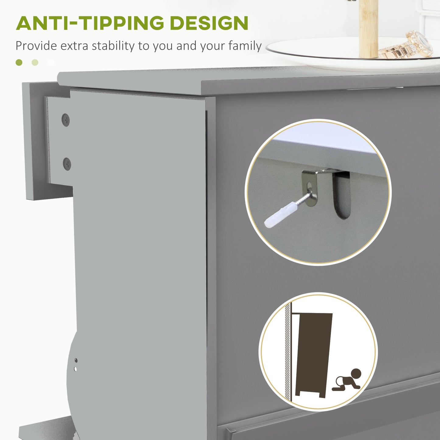 HOMCOM Slim Grey Shoe Storage Cabinet with 2 Flip Drawers, Adjustable Shelves, 8 Pair Capacity