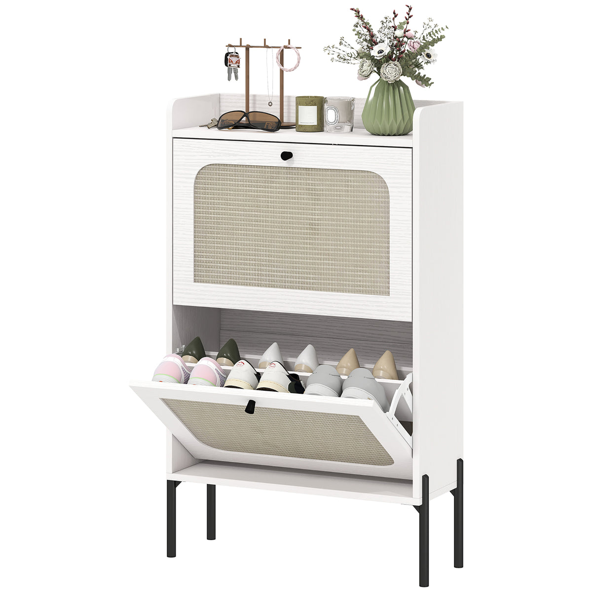 Shoe Cabinet with 2 Flip Drawers – 24"W x 39"H