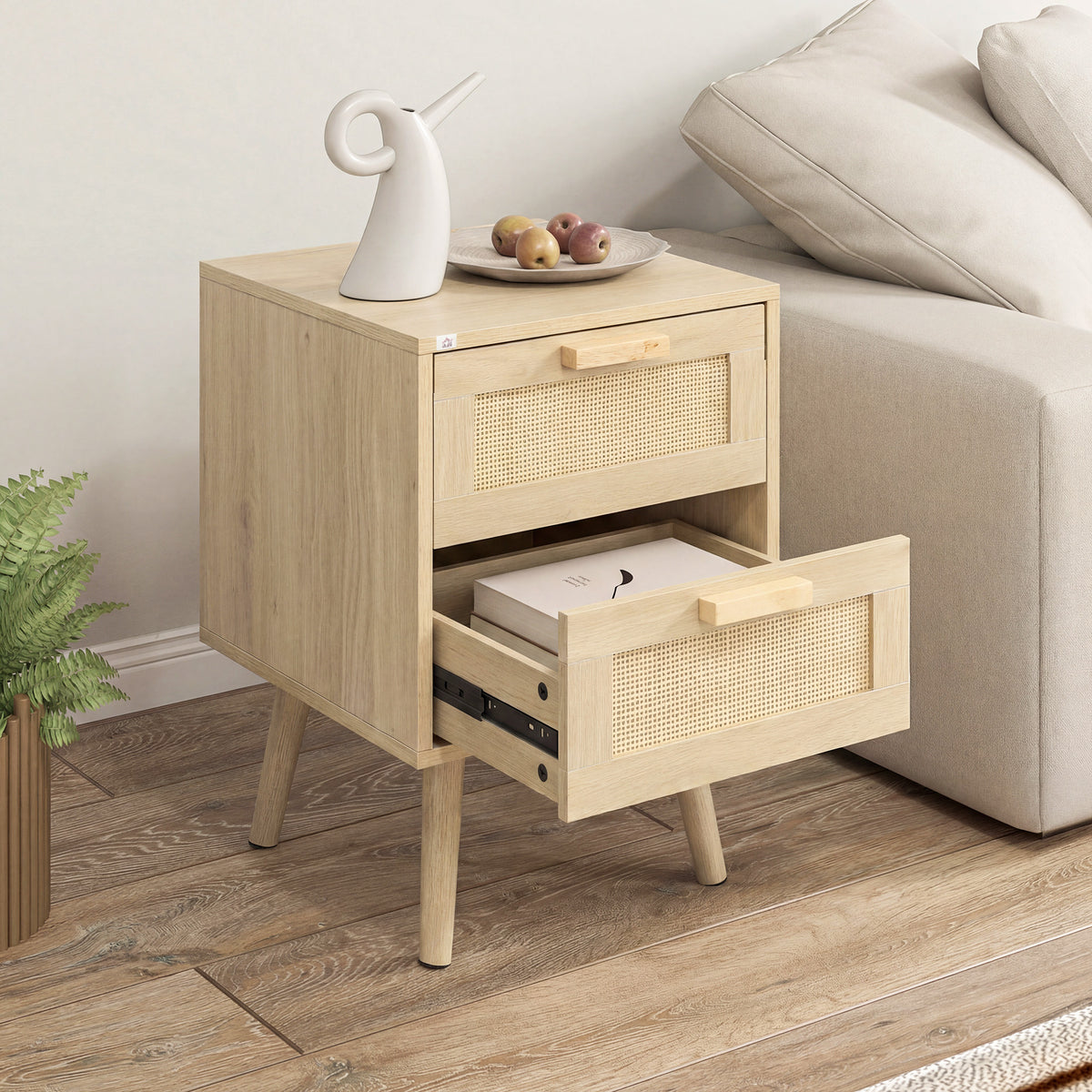 Boho Nightstands with 2 Drawers, Set of 2 – 16"W x 22"H